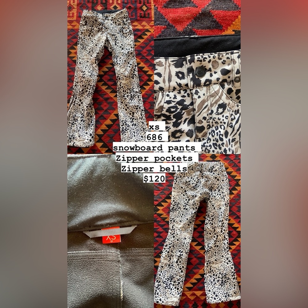 686 xs snow boarding bellbottom pants